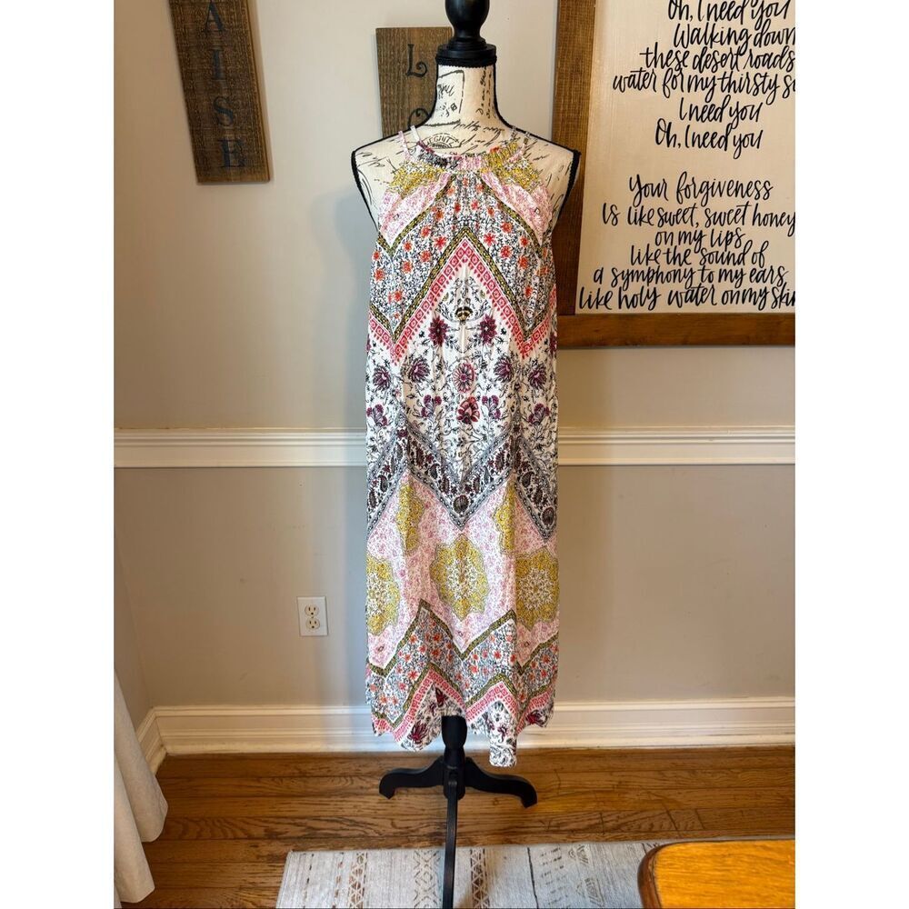 LOFT Women's Floral Tapestry Halter Rayon Midi Dress Multicolor Medium